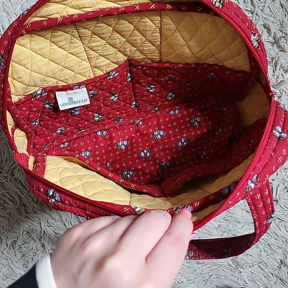 Vintage Retired Pattern Vera Bradley Provincial Red Small Bowling Bag Purse Y2K - Picture 10 of 13